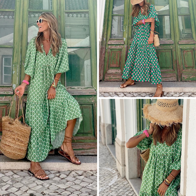 50% RABATT | Verdelle™ | Grünes Sommerkleid
