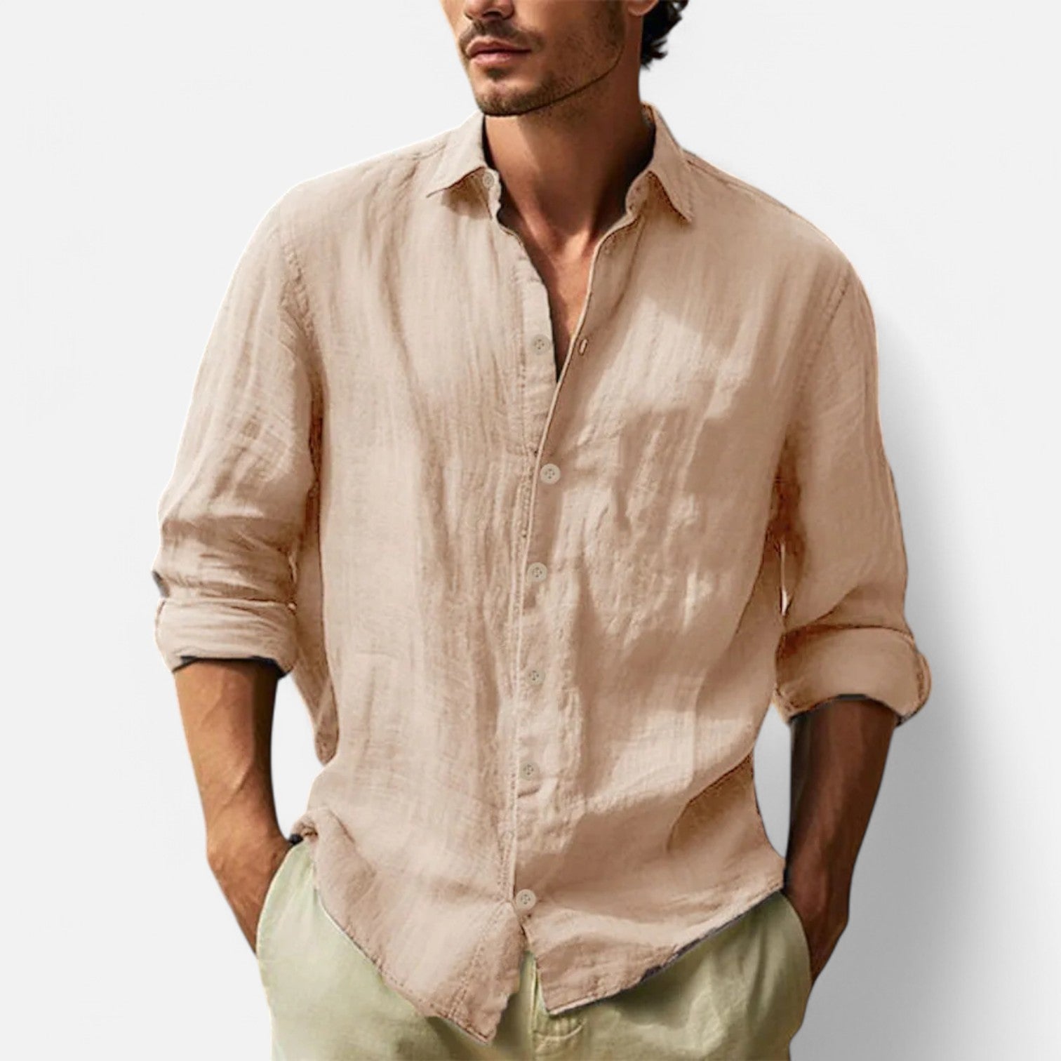 Hawaiian Shirt in Cotton and Linen for Men