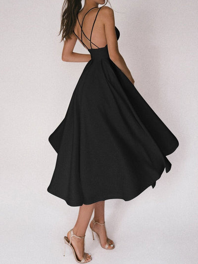 50% RABATT | Glamara™ | Elegantes Kleid mit V-Ausschnitt und Trägern