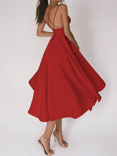 50% RABATT | Glamara™ | Elegantes Kleid mit V-Ausschnitt und Trägern