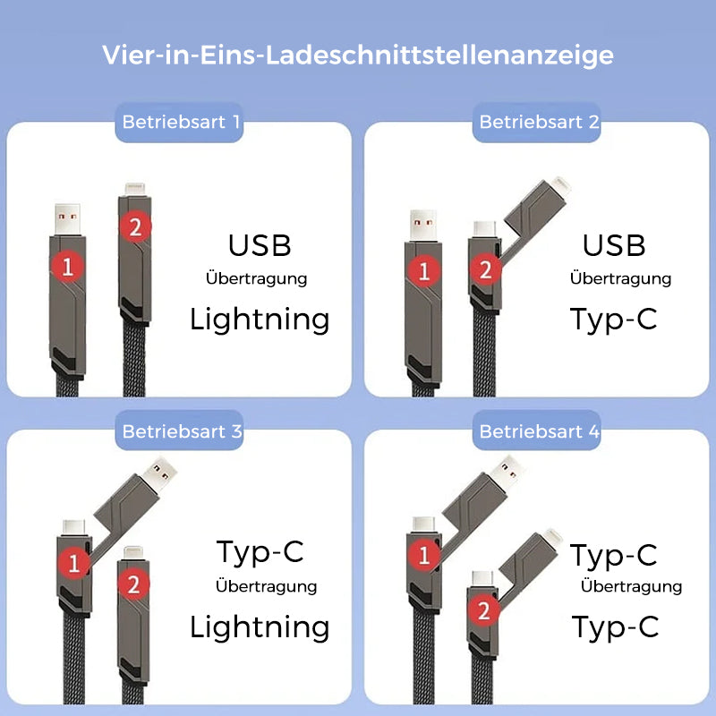 Quadra™ | 4-in-1 geflochtenes Anti-Tangle-Ladekabel