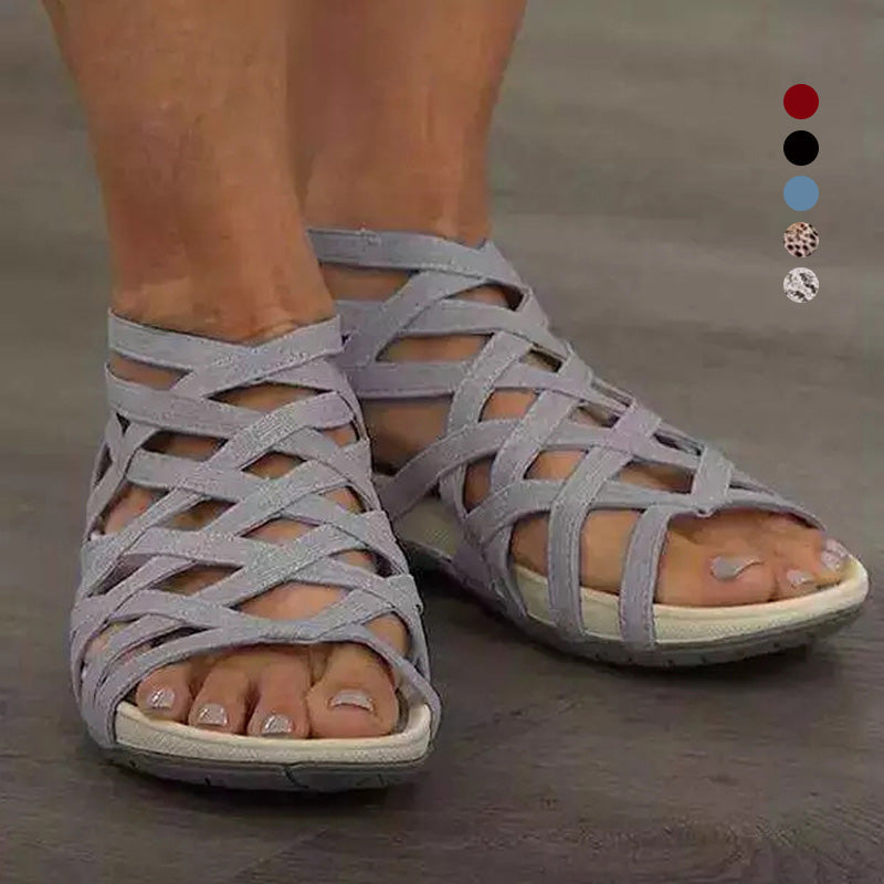Runder Zehenpartie | Hohle römische Gladiator-Sandalen