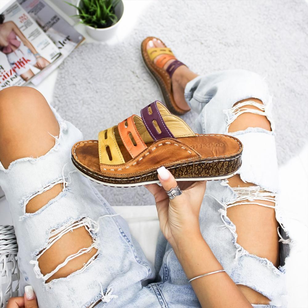 TrioStep™ | Damen-modische-drei-Farbe-Nähen-Sandale