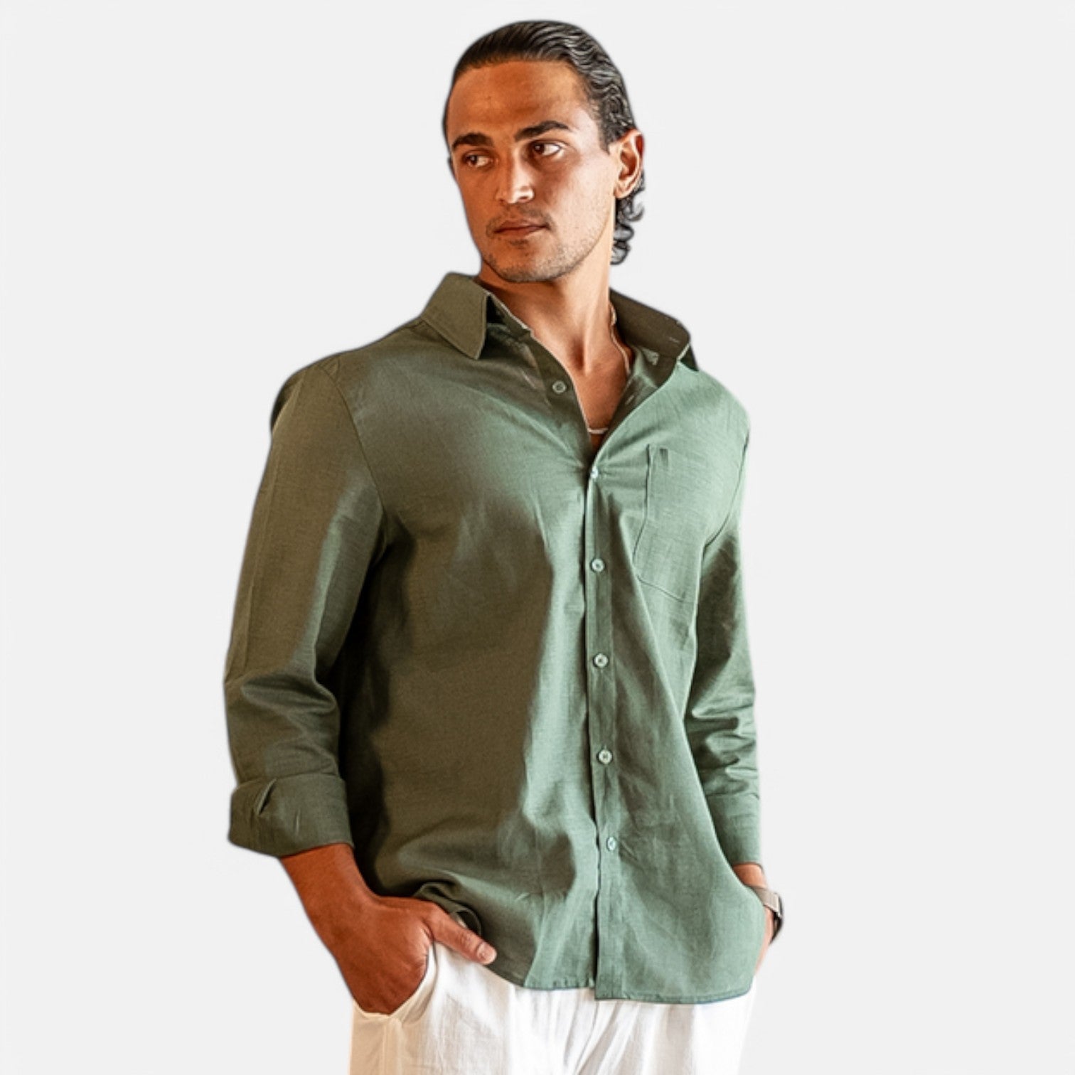 Pure Linen Long Sleeve Shirt for Men