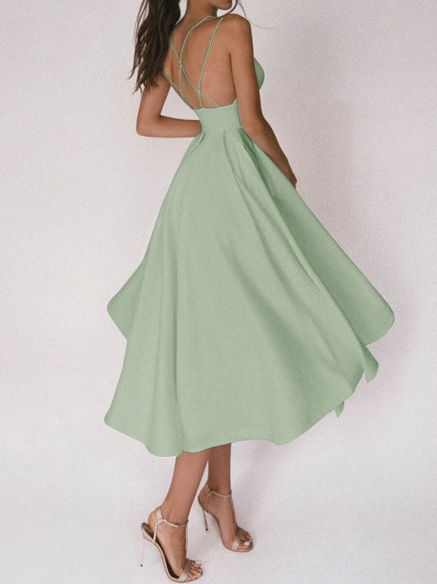 50% RABATT | Glamara™ | Elegantes Kleid mit V-Ausschnitt und Trägern