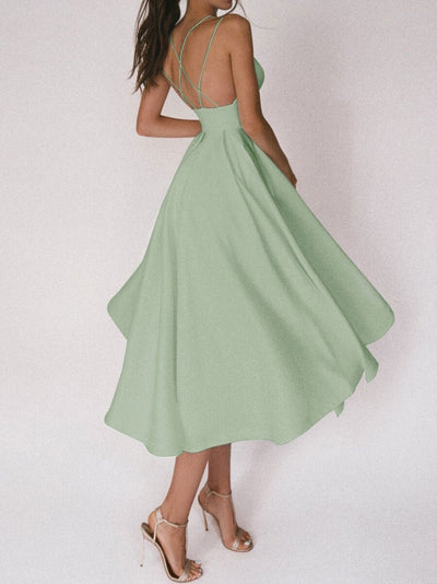 50% RABATT | Glamara™ | Elegantes Kleid mit V-Ausschnitt und Trägern