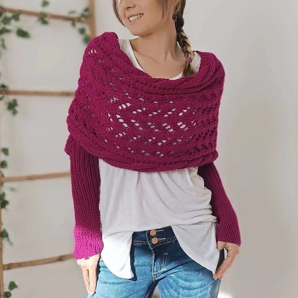 Zenina –  Doppelten Ärmeln Shawl Schal