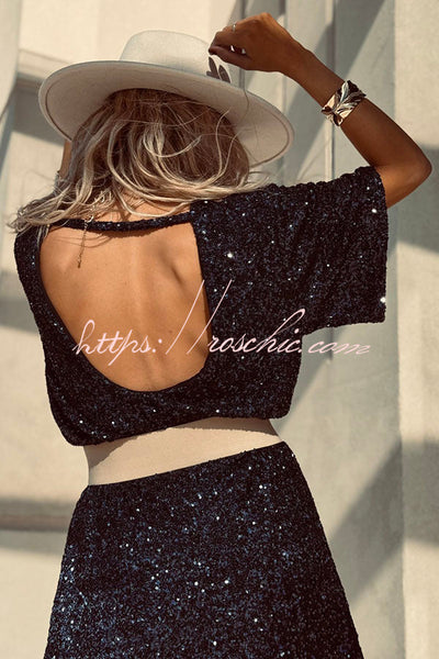50% RABATT | PastelMuse™ | Night Moves Pailletten H-Linien Minikleid