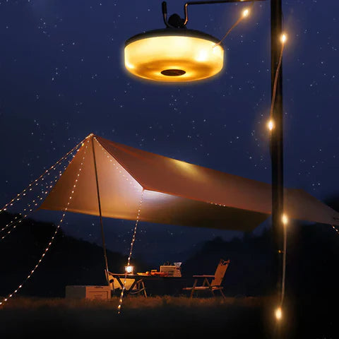 LED Camping Lichterkette wasserdicht mit USB-Lampe, Outdoor Beleuchtung für Zelt, Garten, Terrasse und Party Dekoration