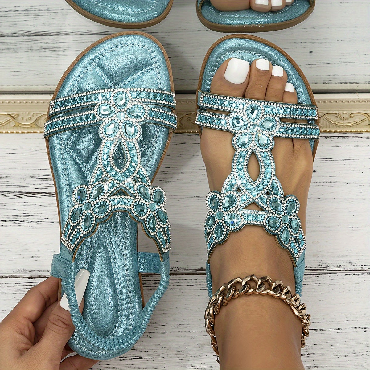 50% RABATT | Solessa™ | Ibiza-Sandalen mit elastischem Knöchelriemen