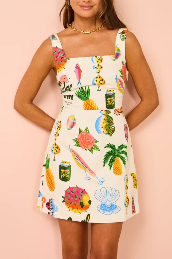 50% RABATT | Floraza™ | Lässiges Print-Trägerkleid mit Schnürung