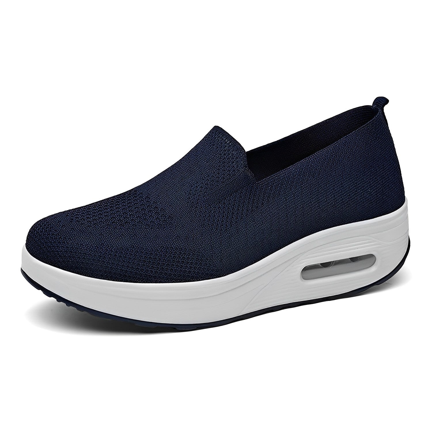 Graue Damen-Slip-On-Sneaker mit dicker Sohle und Luftpolster, atmungsaktiv und bequem
