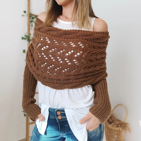 Zenina –  Doppelten Ärmeln Shawl Schal