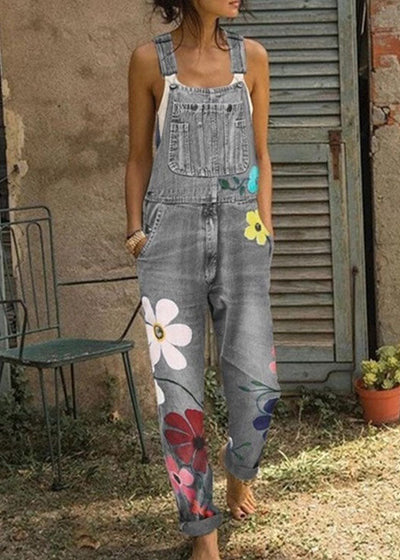 50% RABATT | Bohemira™ | Boho-Jumpsuit aus Denim mit Sonnenblumenprint