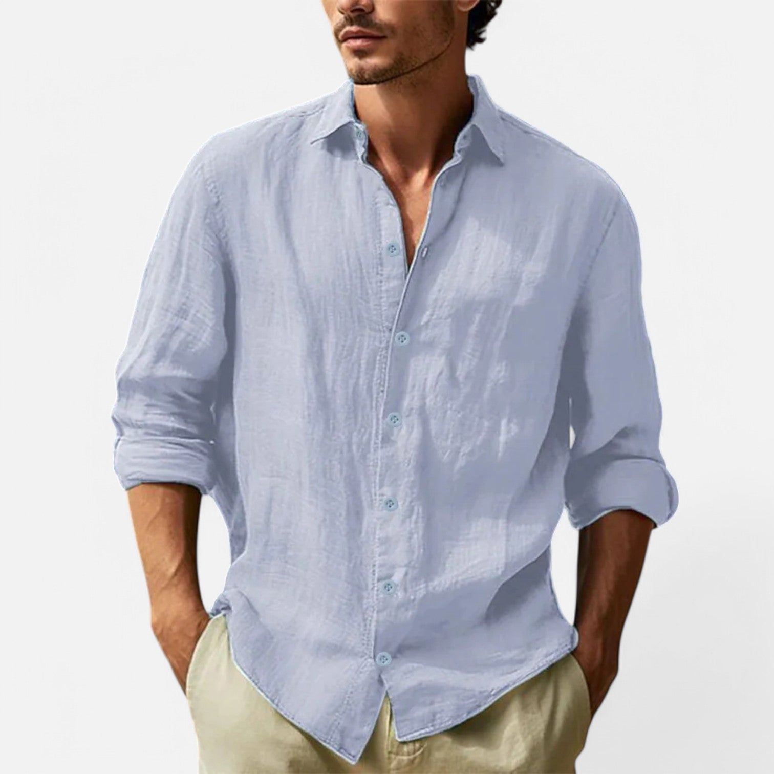Hawaiian Shirt in Cotton and Linen for Men