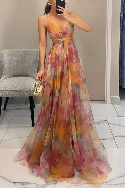50% RABATT | Everly | Elegantes bedrucktes Spitzen-Maxikleid