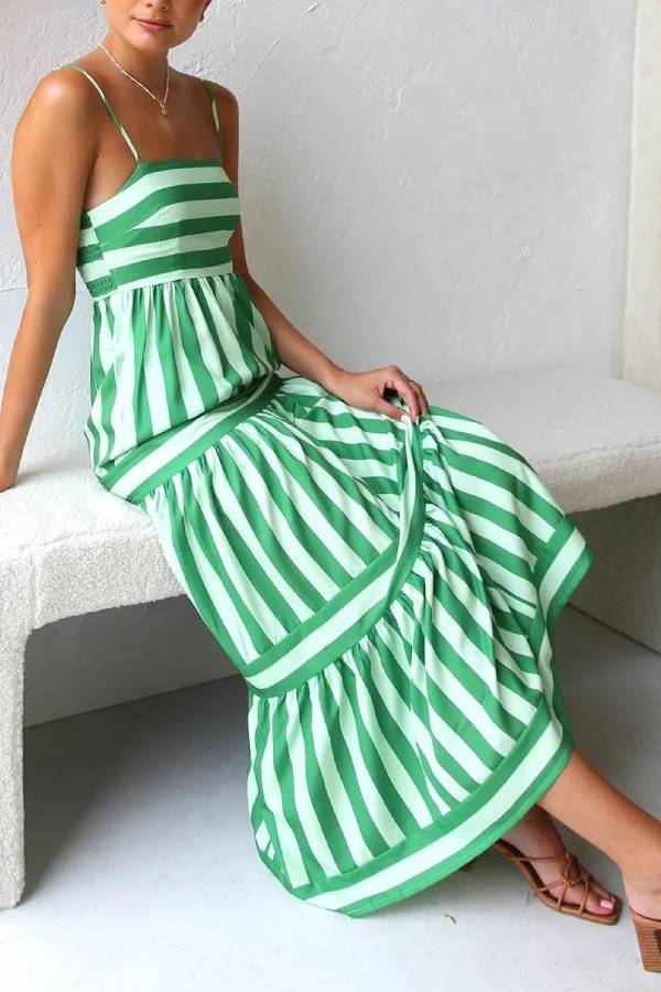 50% RABATT | Candessa™ | Candy Streifen Maxikleid