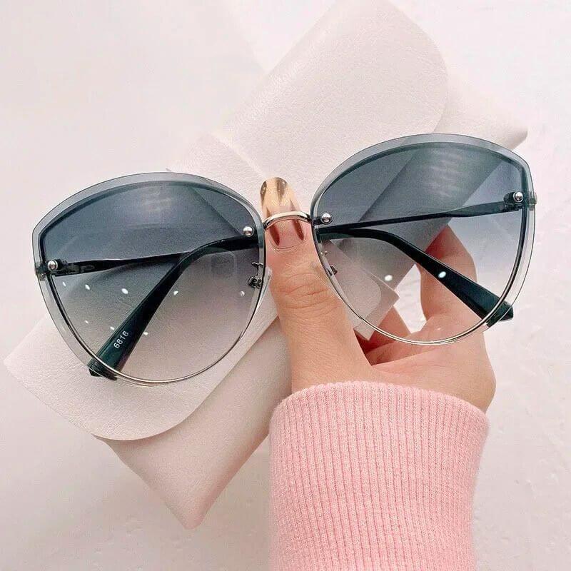 50% RABATT | SolarCharm Cat-Eye | Sonnenbrille Damen, Randlose Katzenaugenform UV400