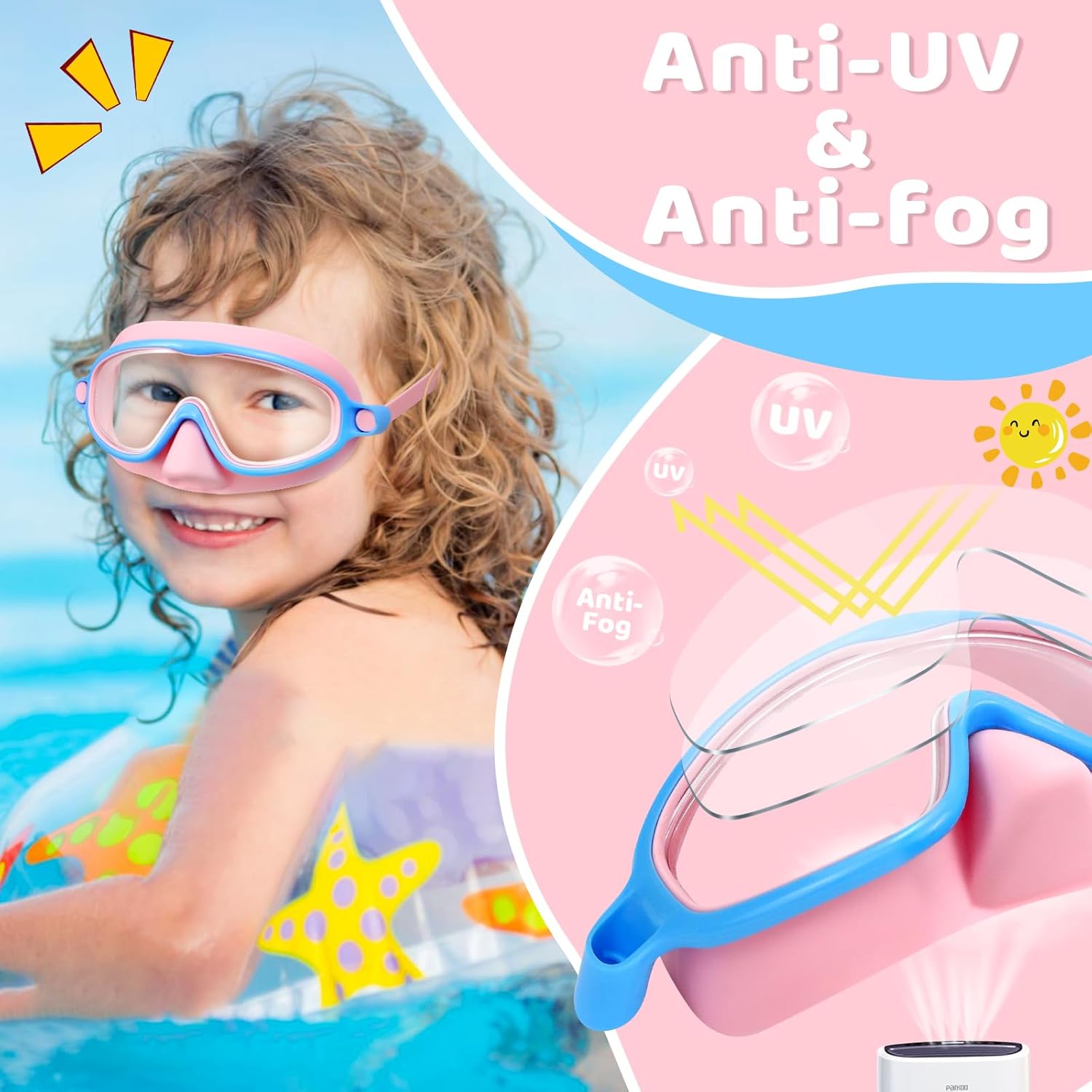 1+1 Gratis | EverDry™ | HD-Großrahmen-Schwimmbrille für Kinder