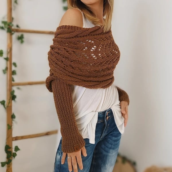 Zenina –  Doppelten Ärmeln Shawl Schal