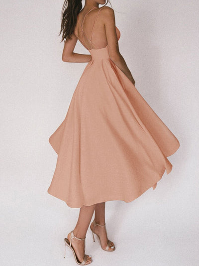 50% RABATT | Glamara™ | Elegantes Kleid mit V-Ausschnitt und Trägern