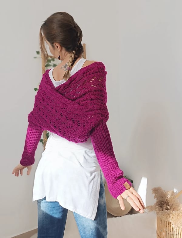 Zenina –  Doppelten Ärmeln Shawl Schal