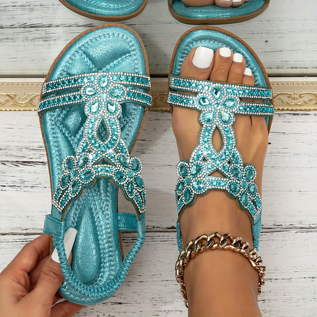 50% RABATT | Solessa™ | Ibiza-Sandalen mit elastischem Knöchelriemen