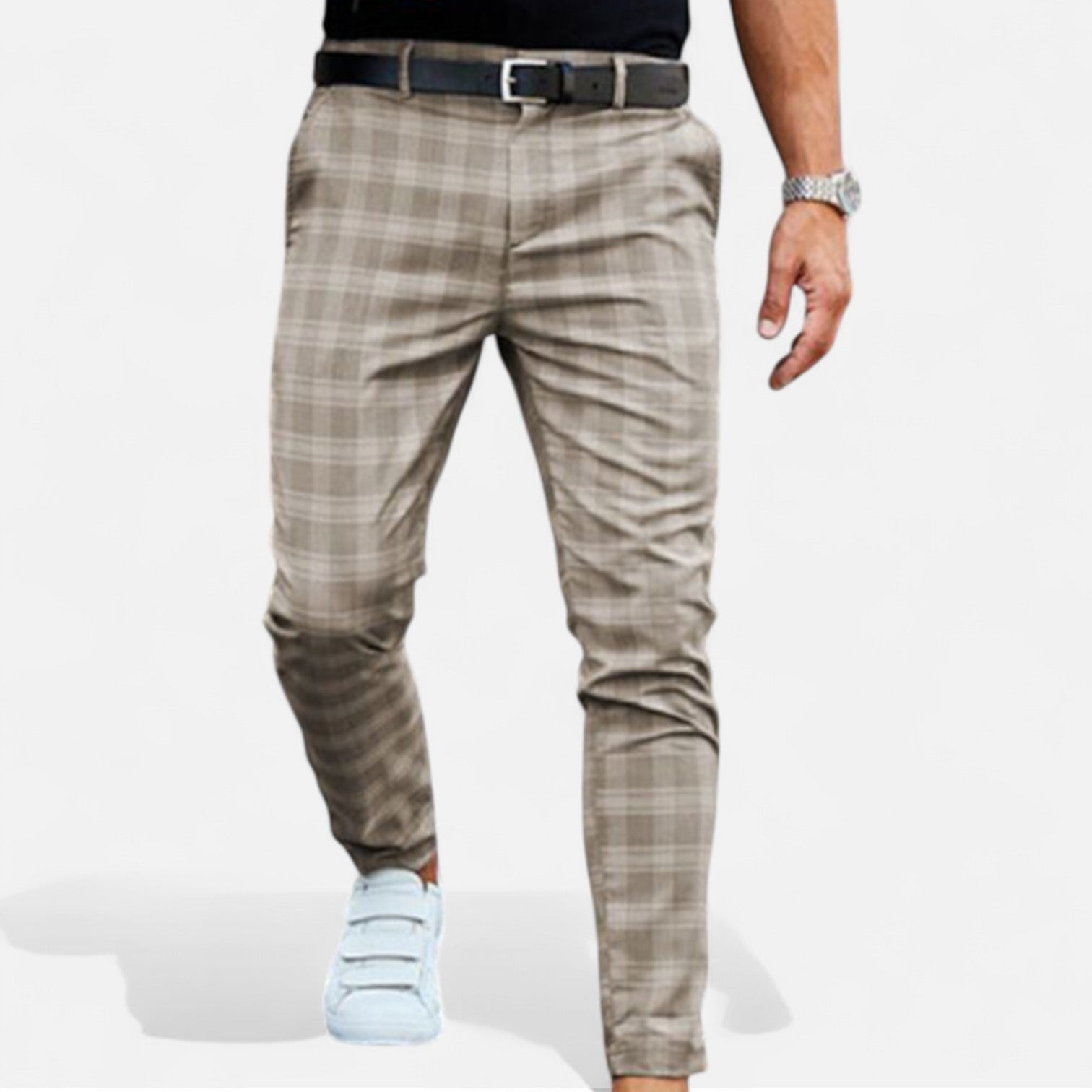 Stretchable Checkered Chino Pants for Men – Tailored Fit, Elegant Comfort for Everyday Wear