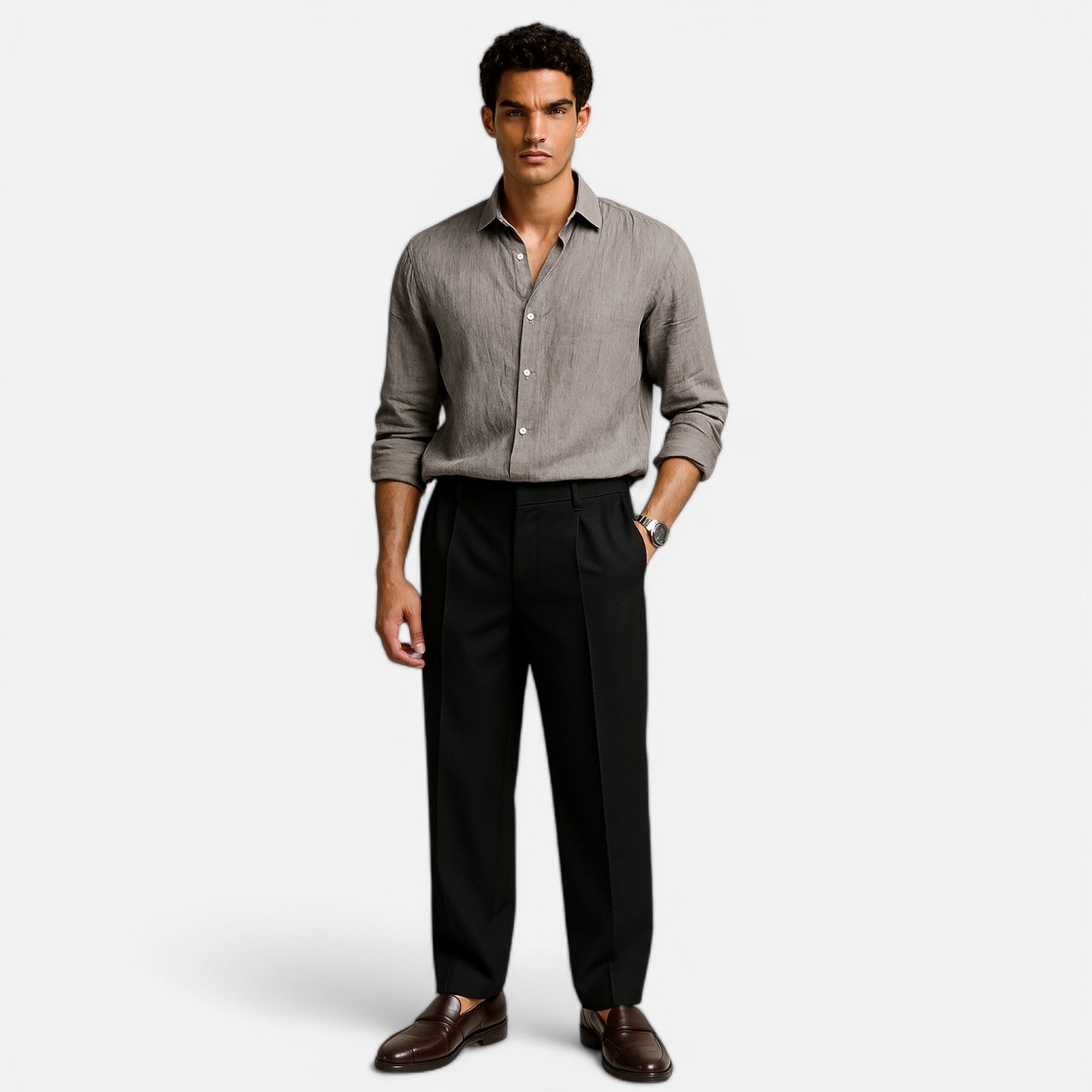 Hawaiian Shirt in Cotton and Linen for Men