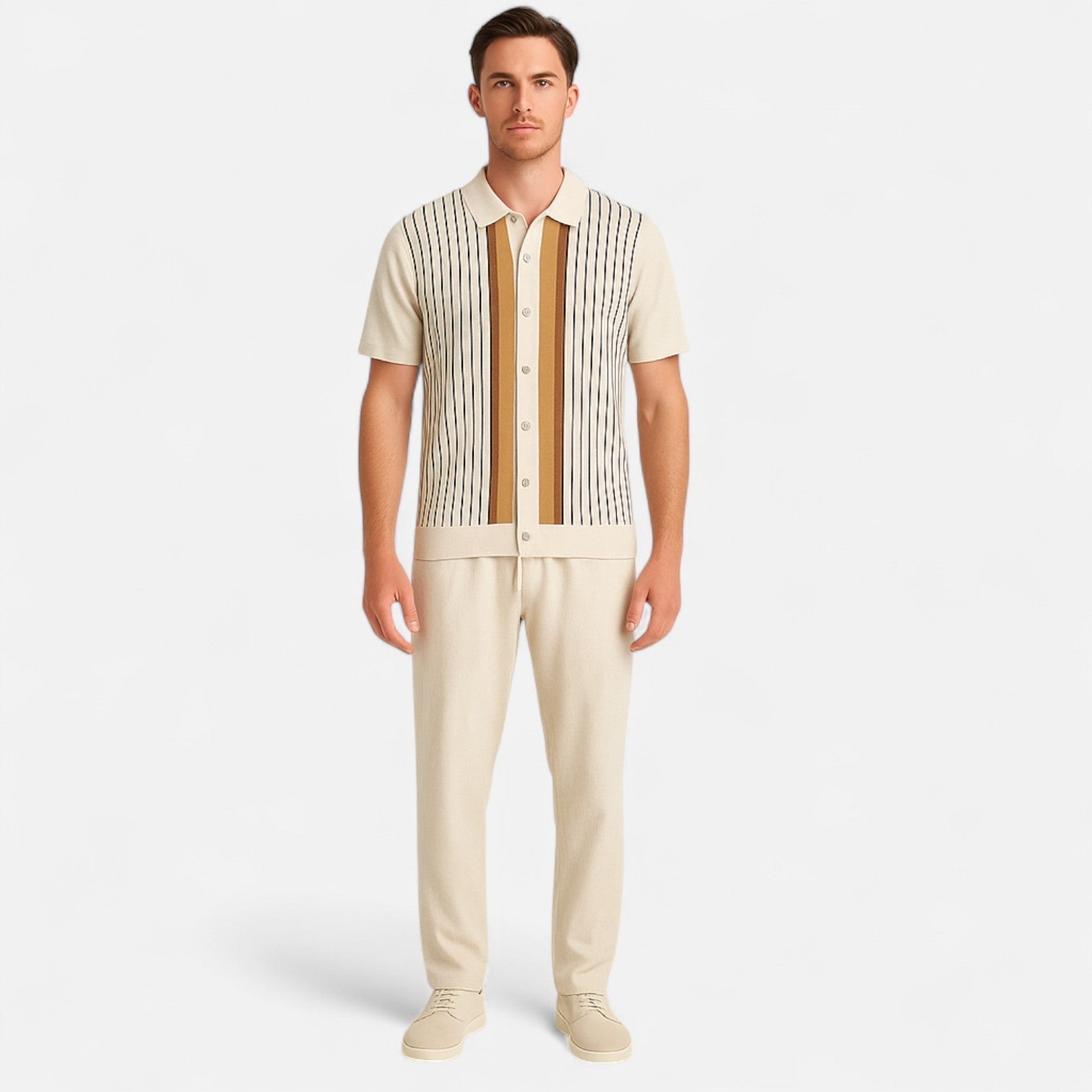 Men's Linen Polo and Pants Set – Refined Coordination, Timeless Elegance for Warm Weather