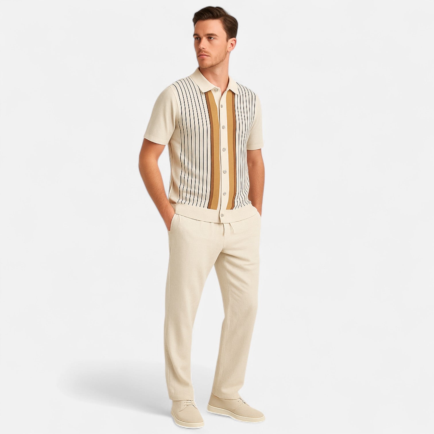 Men's Linen Polo and Pants Set – Refined Coordination, Timeless Elegance for Warm Weather