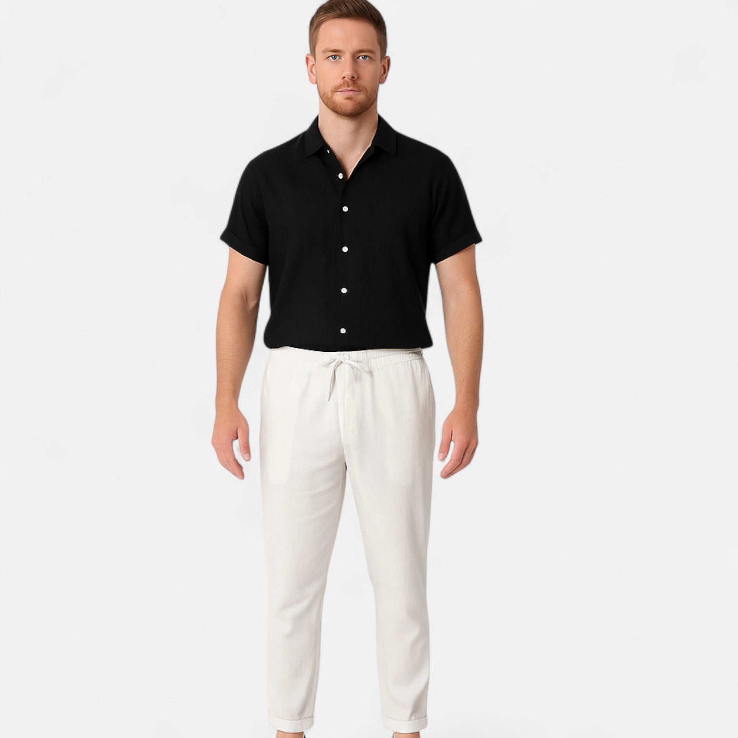 Men's Linen Shirt and Pants Set – Breathable Comfort, Casual Refinement
