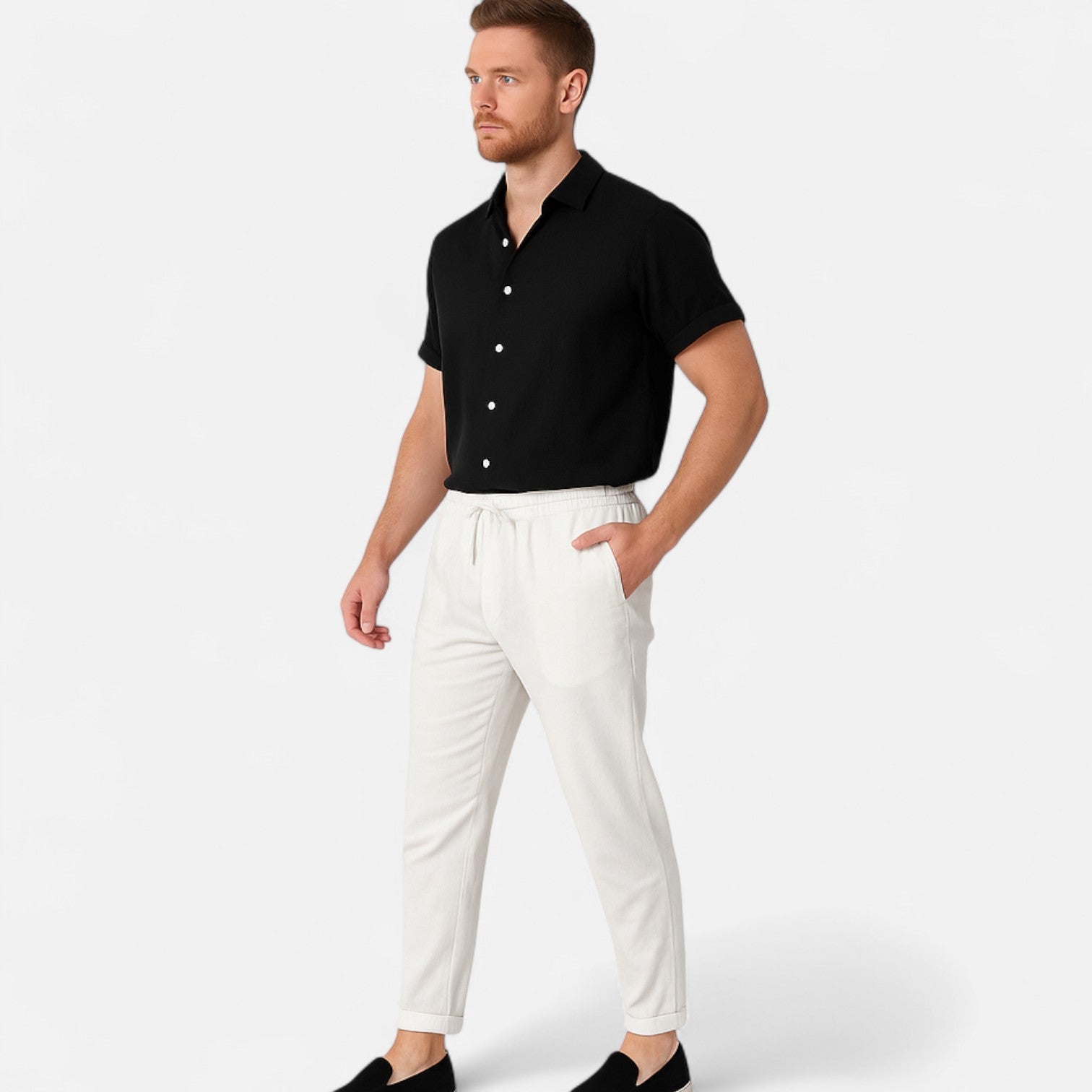 Men's Linen Shirt and Pants Set – Breathable Comfort, Casual Refinement