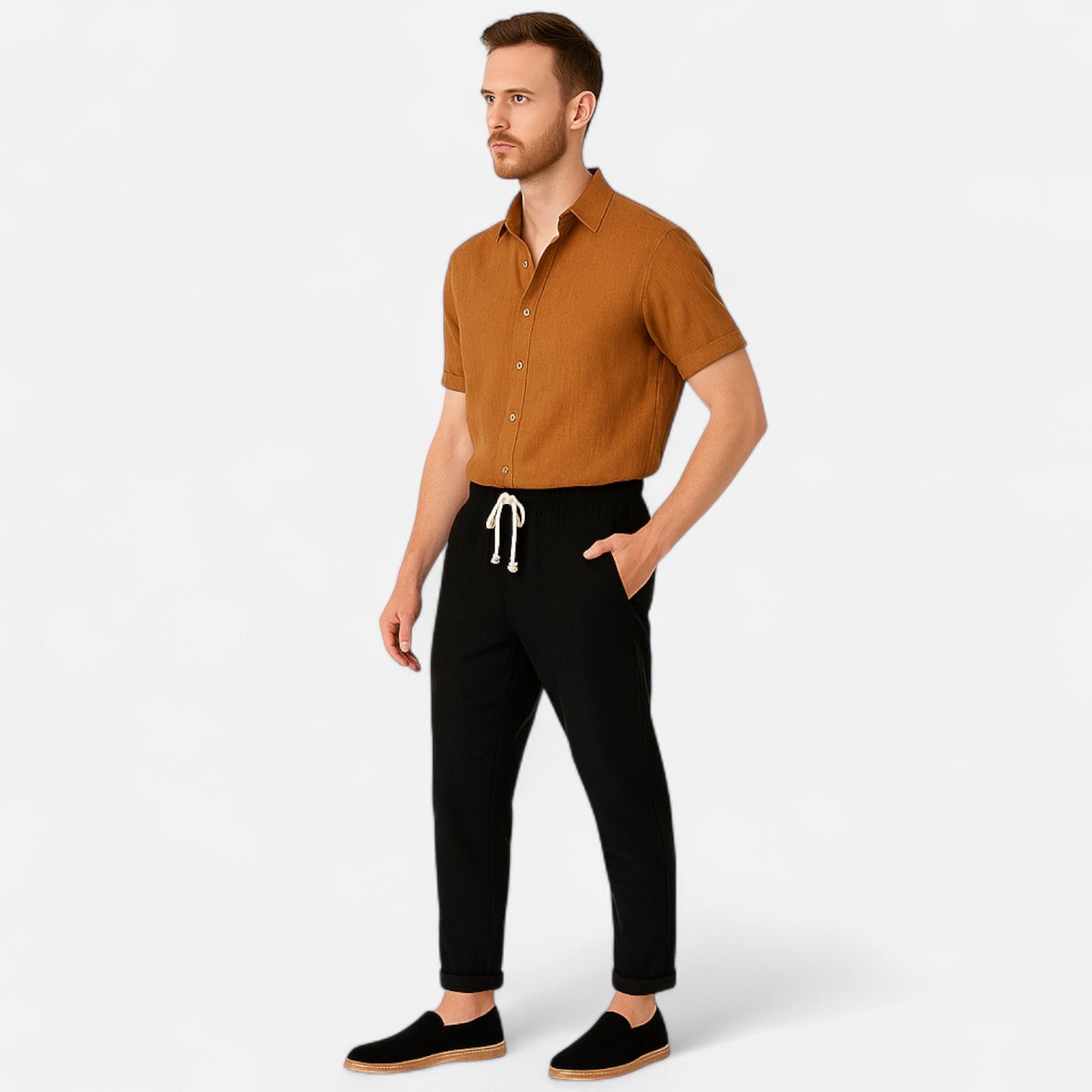 Men's Linen Pants with Drawstring – Breathable Comfort, Relaxed Fit