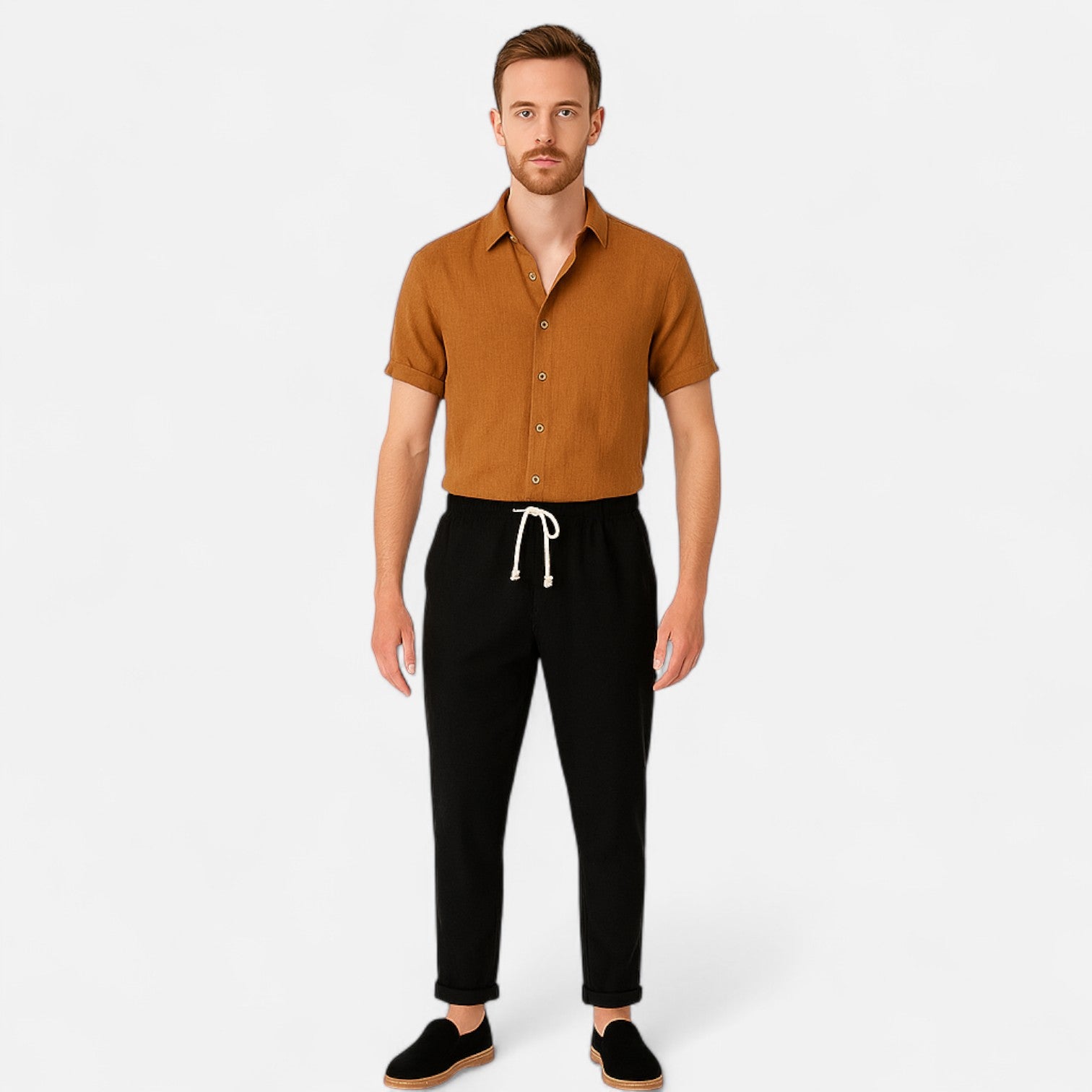 Men's Linen Pants with Drawstring – Breathable Comfort, Relaxed Fit