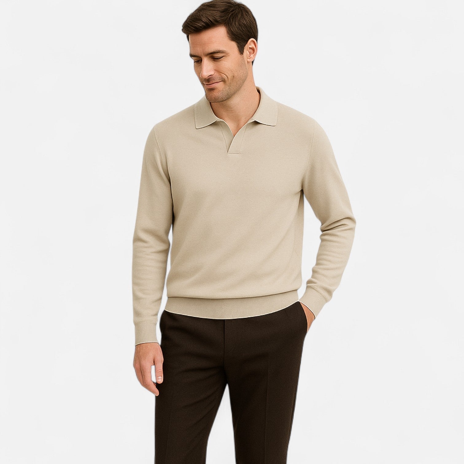 Long Sleeve Polo Old Money - Discreet Refinement, Essential of the Timeless Wardrobe