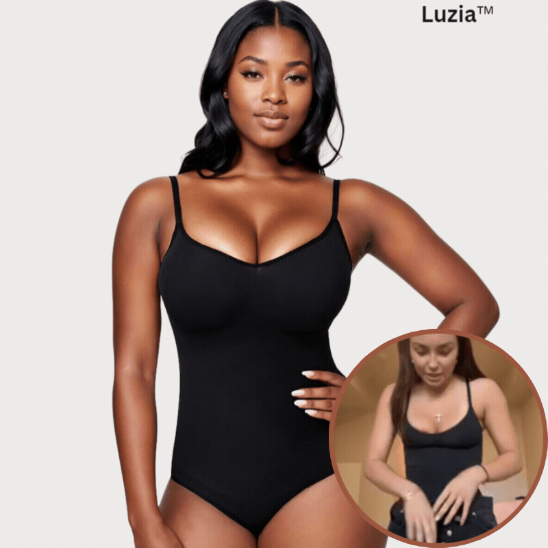 Schwarze figurformende Shapewear mit Spaghettiträgern für Damen – nahtloser Body mit Bauchkontrolle und schmeichelnder Passform
