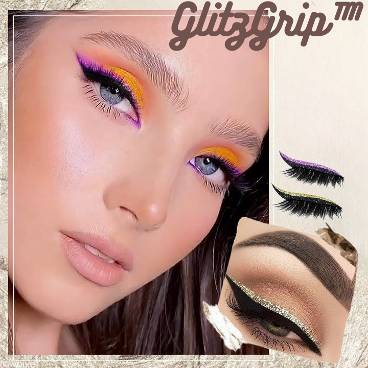 Glitzer-Eyeliner und künstliche Wimpern für dramatische Augen-Make-up-Looks