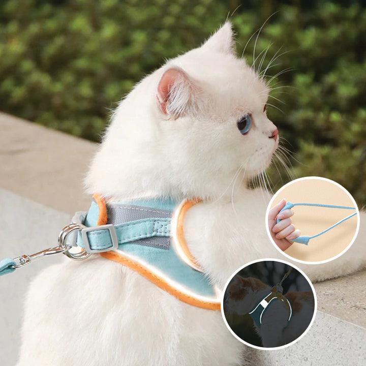 PawGuard Harness - Bequemes Katzengeschirr mit reflektierenden Streifen für sichere Nächte