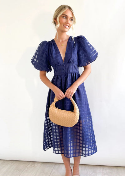 50% RABATT | ZERA™ | MIDI-KLEID MIT MUSTERIGEM STOFF UND PUFFÄRMEN