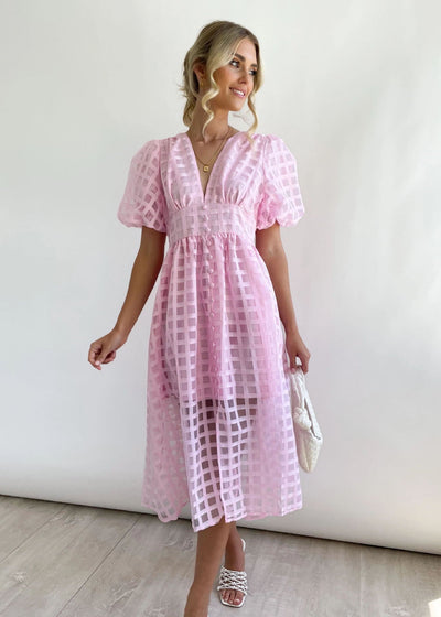 50% RABATT | ZERA™ | MIDI-KLEID MIT MUSTERIGEM STOFF UND PUFFÄRMEN