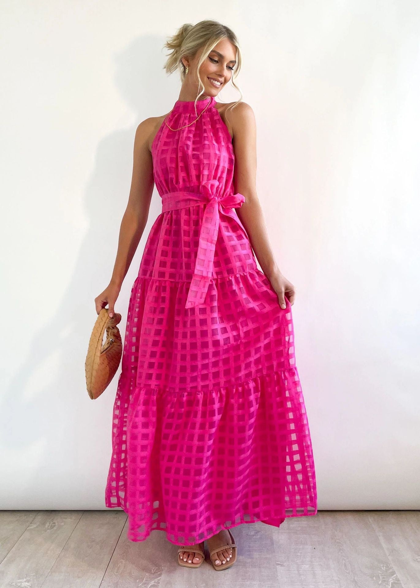 ZERA™ | MIDI-KLEID MIT MUSTERIGEM STOFF UND PUFFÄRMEN