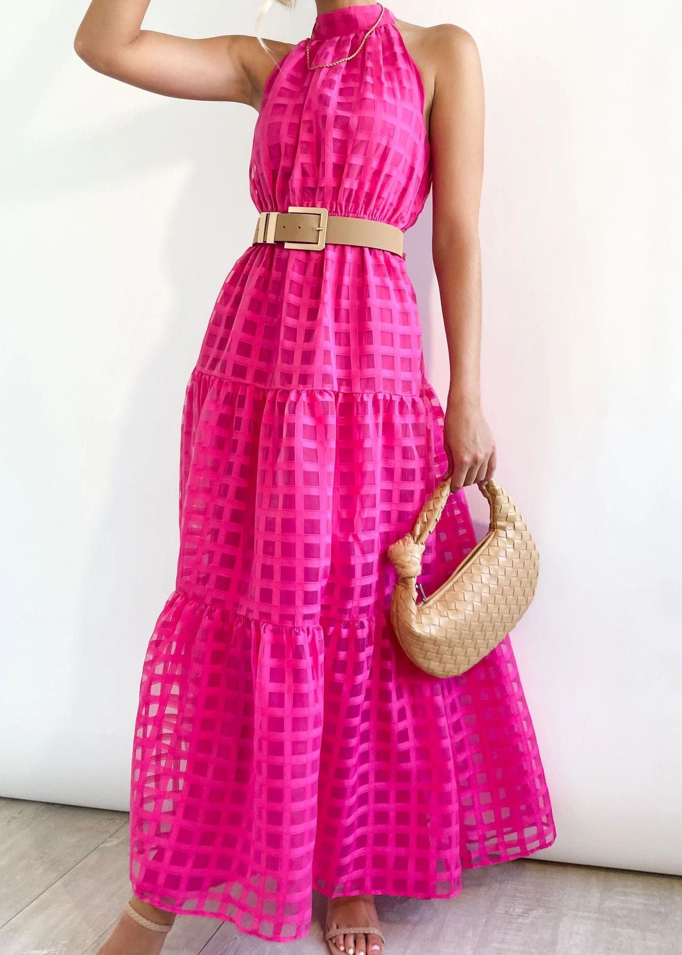 ZERA™ | MIDI-KLEID MIT MUSTERIGEM STOFF UND PUFFÄRMEN