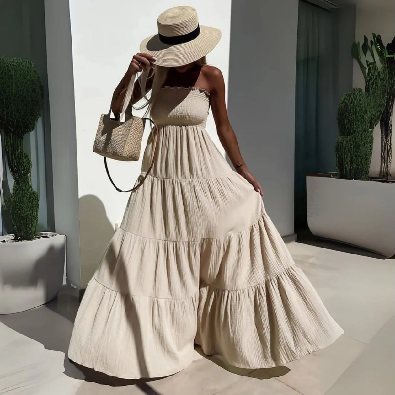 CARLA™ | Trägerloses langes Kleid