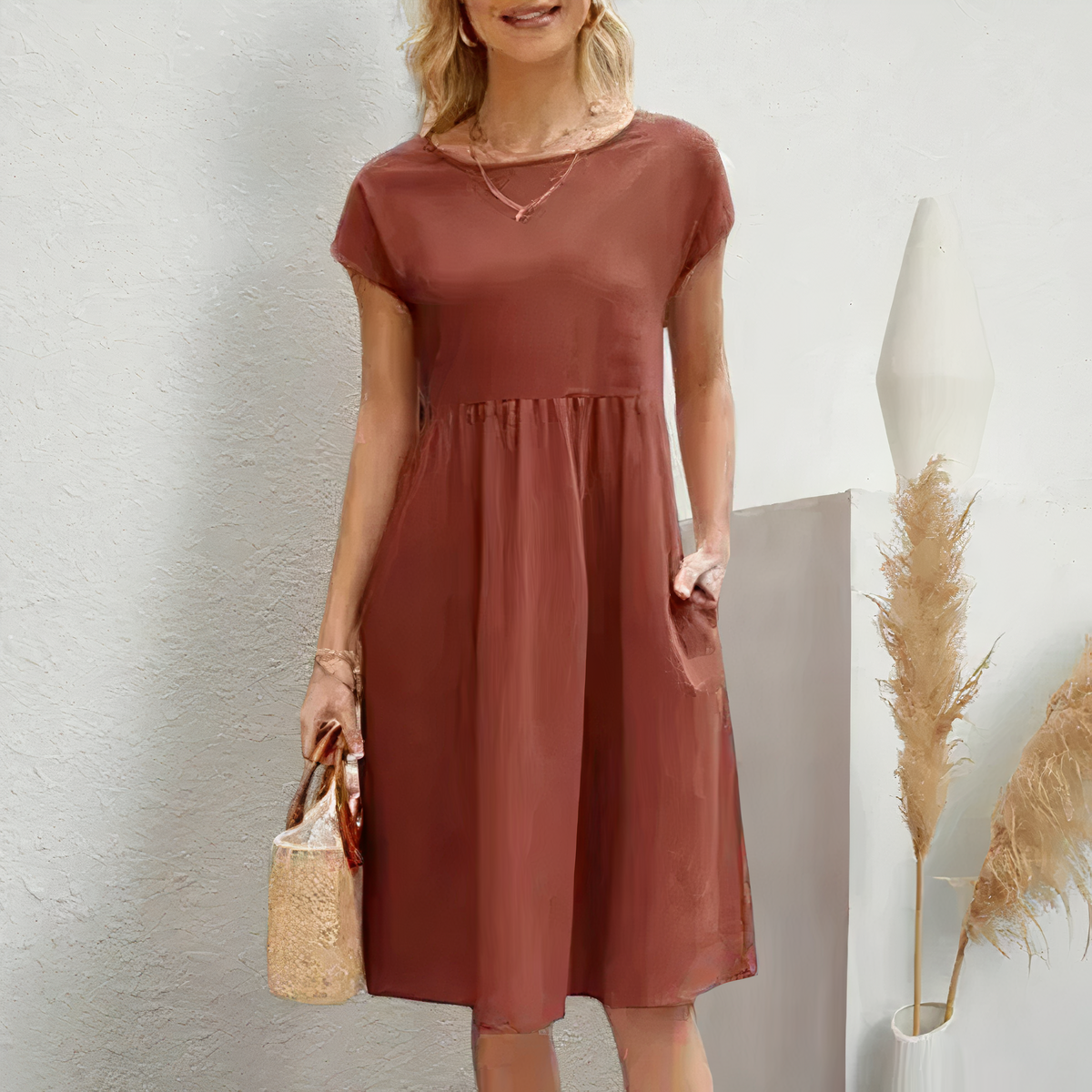 50% RABATT | Pocklina™ | Midi-Sommerkleid mit Taschen