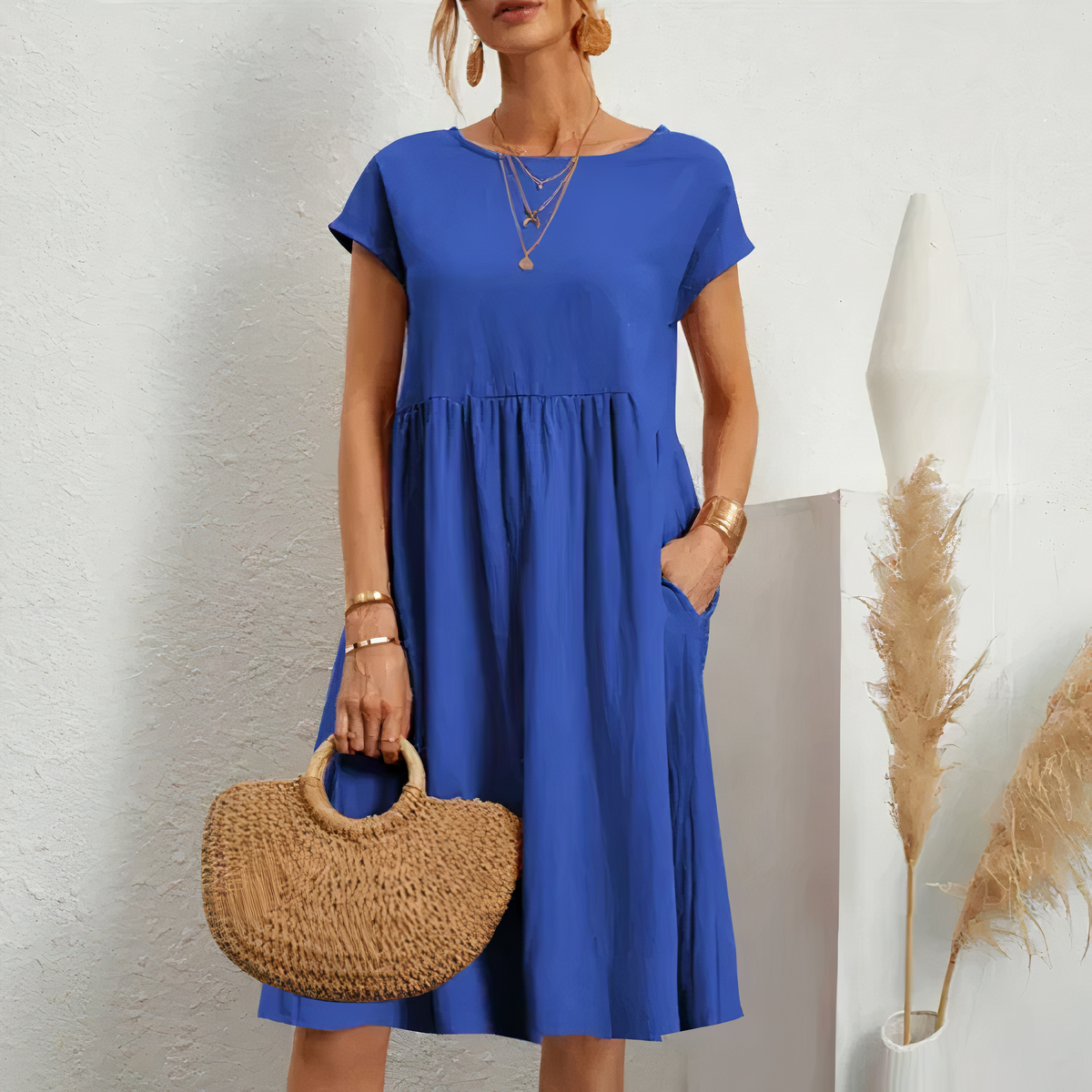 50% RABATT | Pocklina™ | Midi-Sommerkleid mit Taschen