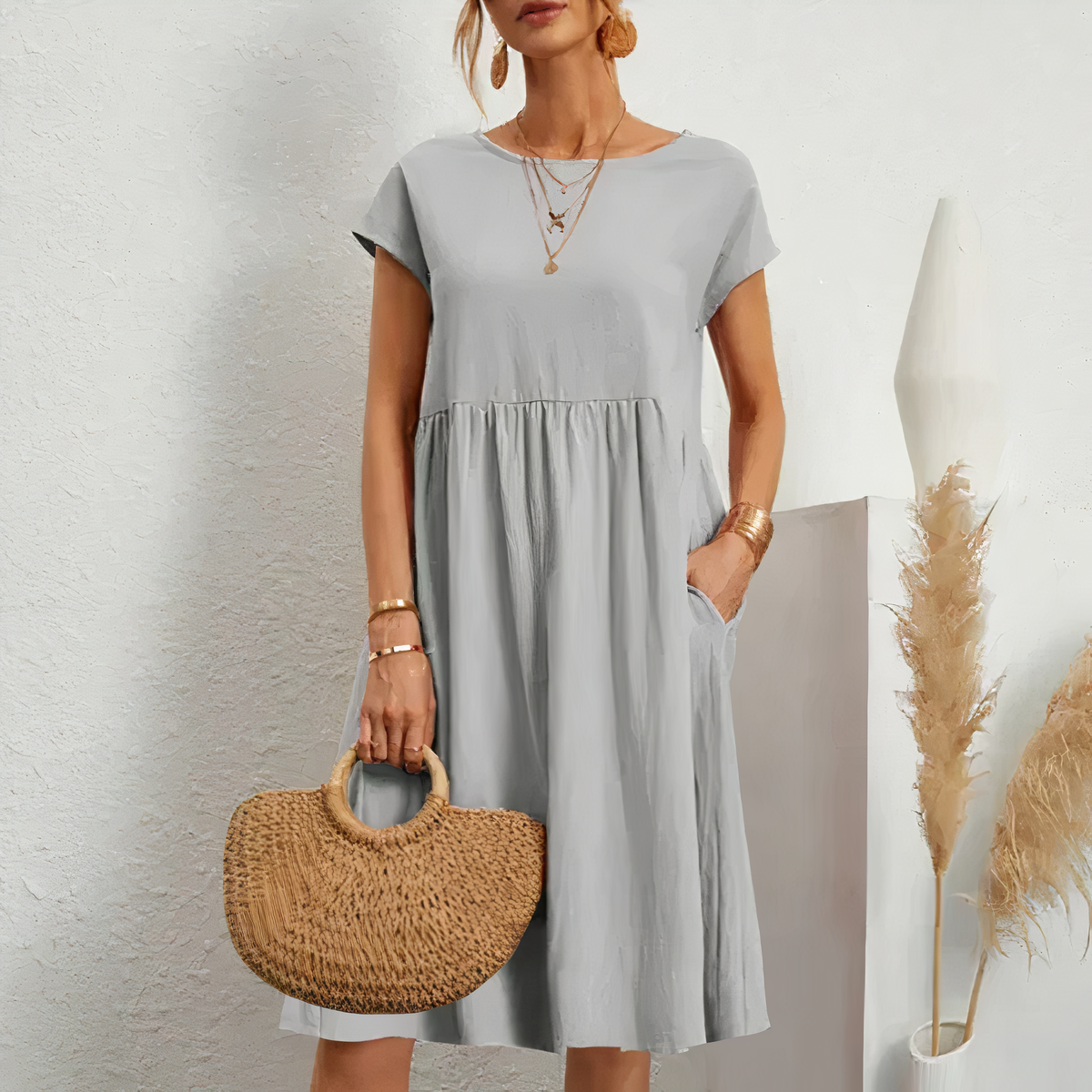 50% RABATT | Pocklina™ | Midi-Sommerkleid mit Taschen