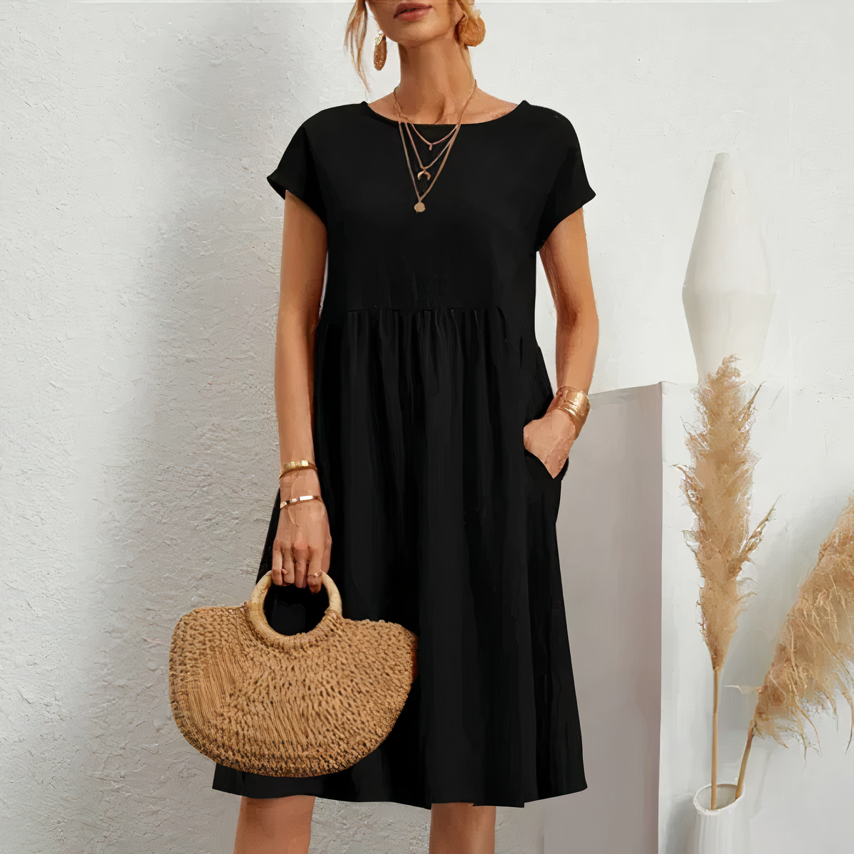 50% RABATT | Pocklina™ | Midi-Sommerkleid mit Taschen