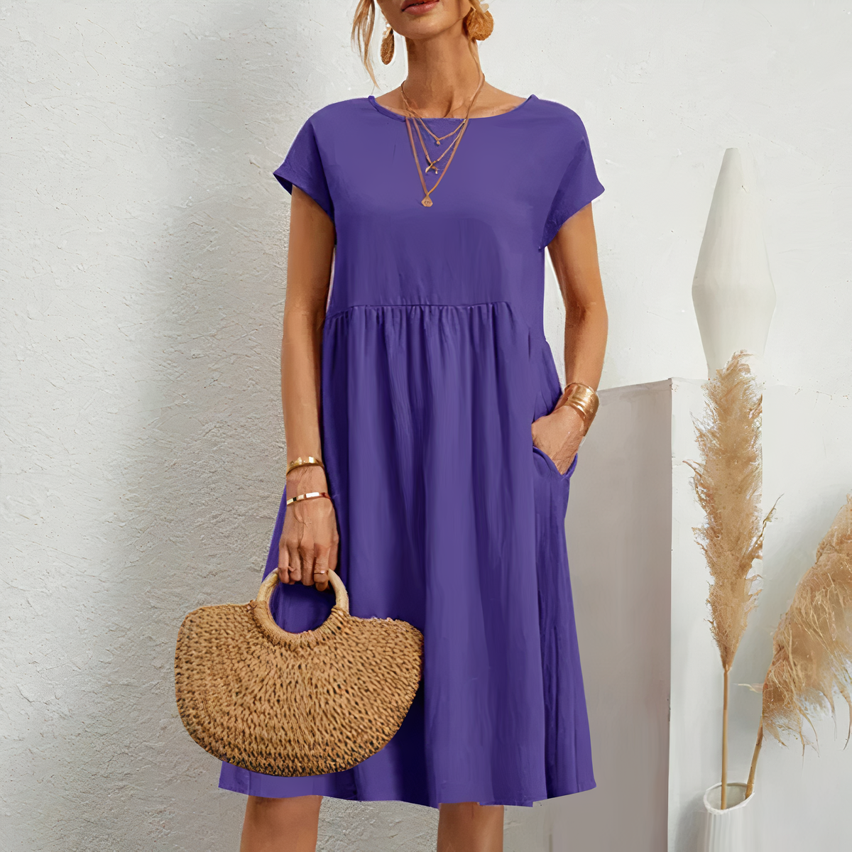 50% RABATT | Pocklina™ | Midi-Sommerkleid mit Taschen
