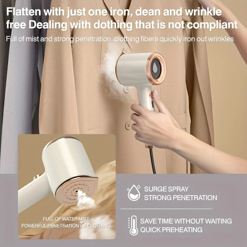 Handheld Garment Steamer tragbarer Dampfglätter für Kleidung, Faltenentferner für Hemden, Anzüge und Kleider, kompakter Reise-Dampfbügeleisen